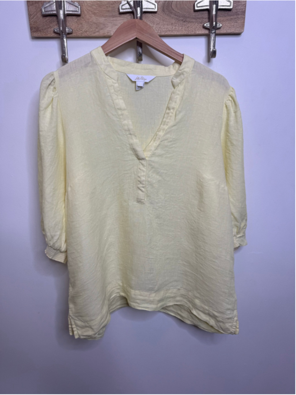 Women's Yellow Lilly Pulitzer Linen Blouse Size 12